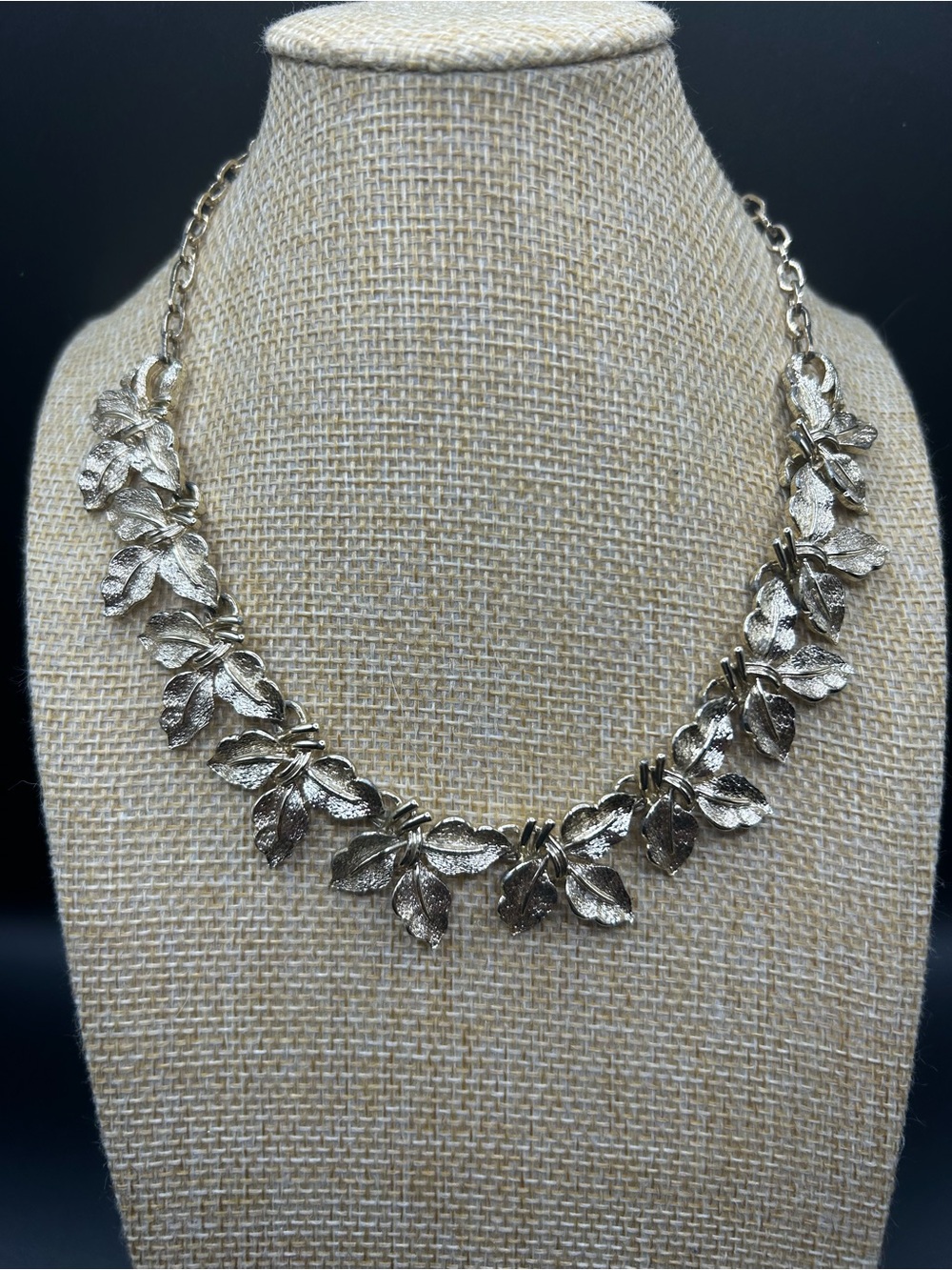 Coro Silver Leaf Cluster Necklace - Women Jewelry